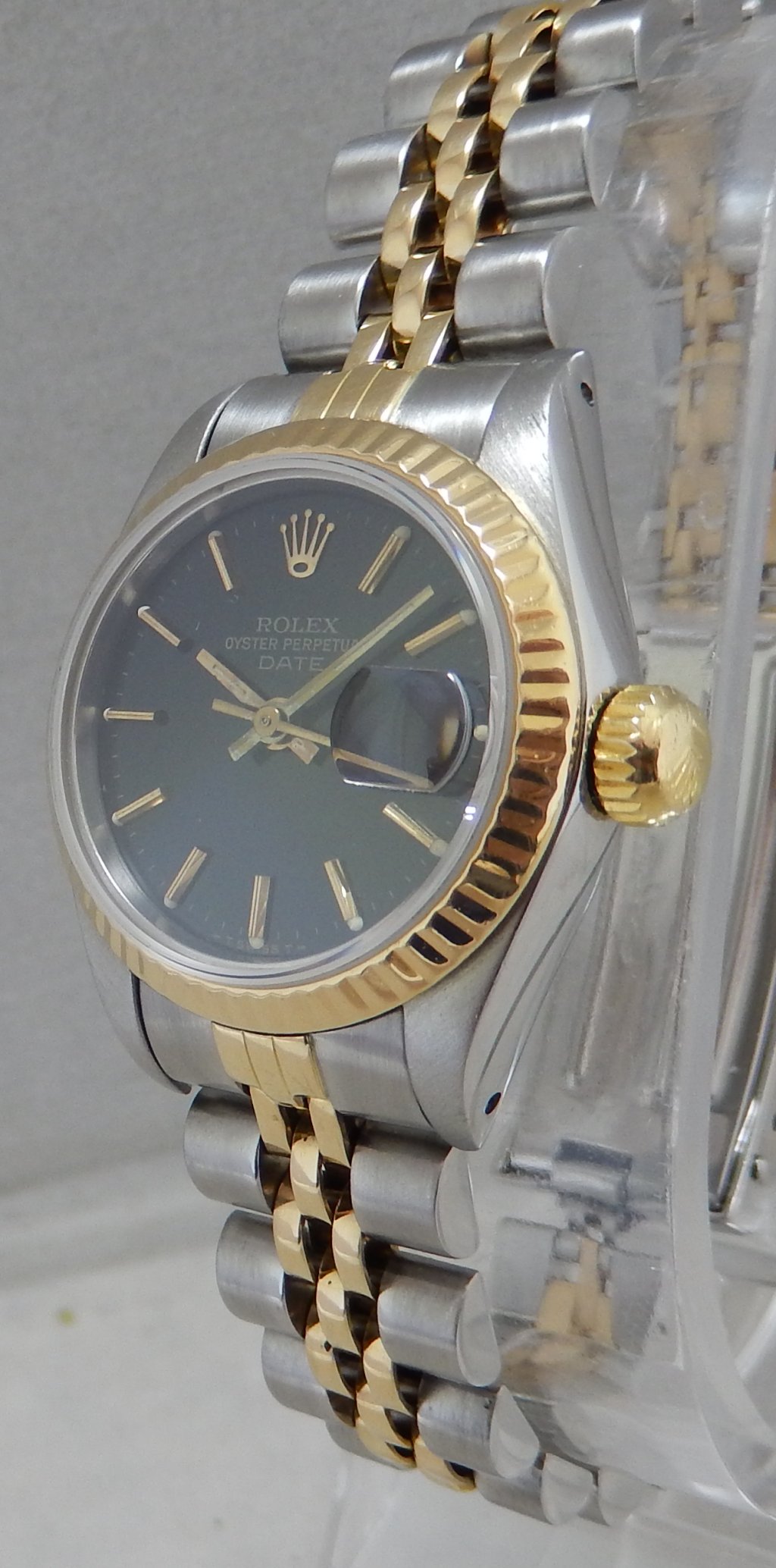 Rolex Oyster Perpetual Date Ladies 18k Ss Gold Watch Jubilee Band Mint Dial 1984 Ebay